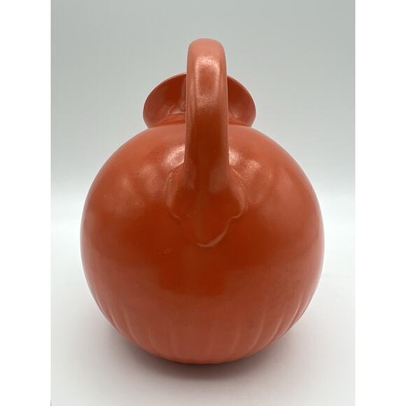 Orange Round Tilted Ball Ceramic Pitcher Jug 6” Vintage MCM - Picture 8 of 13